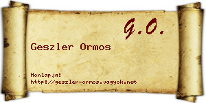 Geszler Ormos névjegykártya